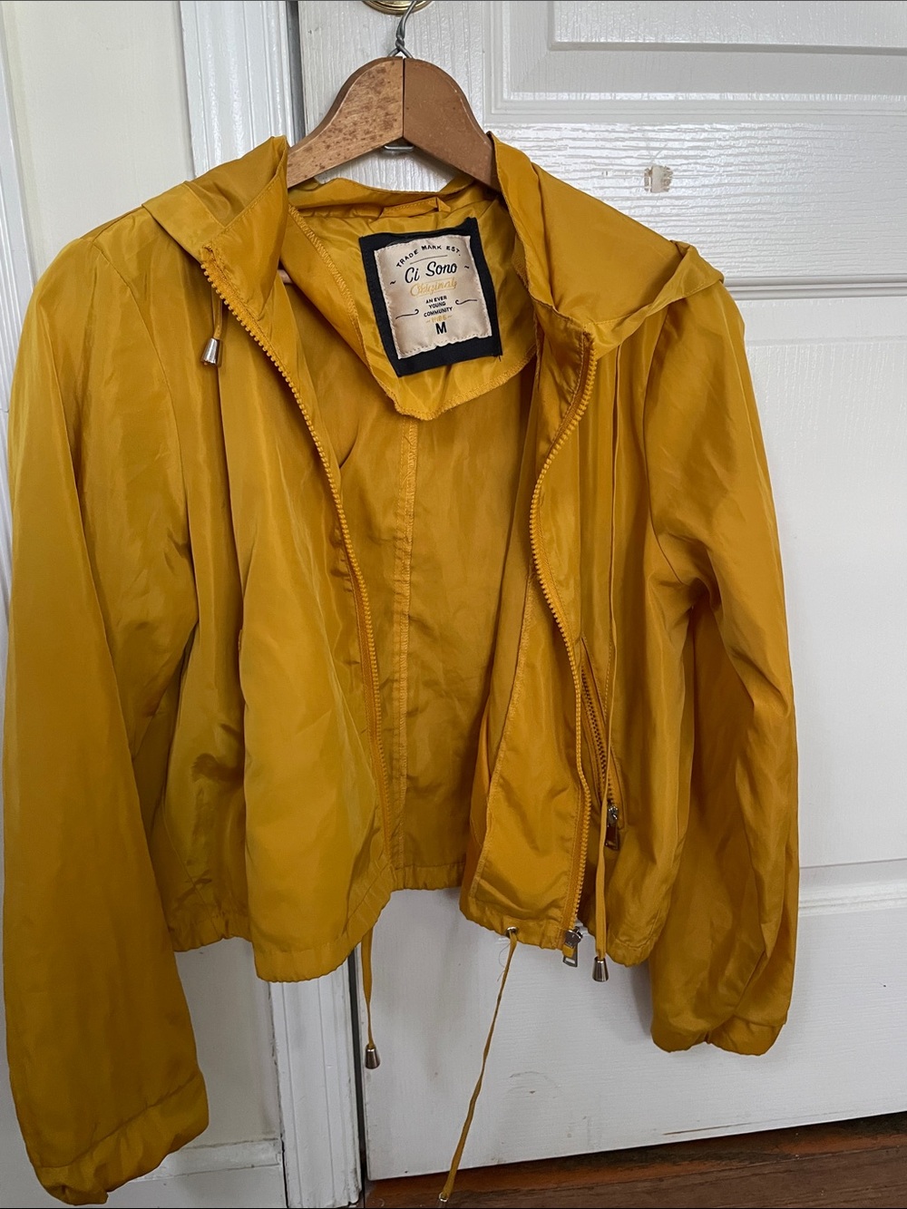 Ci Sono Mustard Hooded Bomber Jacket